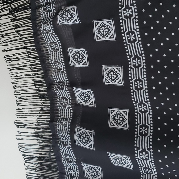 Black spaghetti strap polkadot dress with fringe - Picture 3 of 6